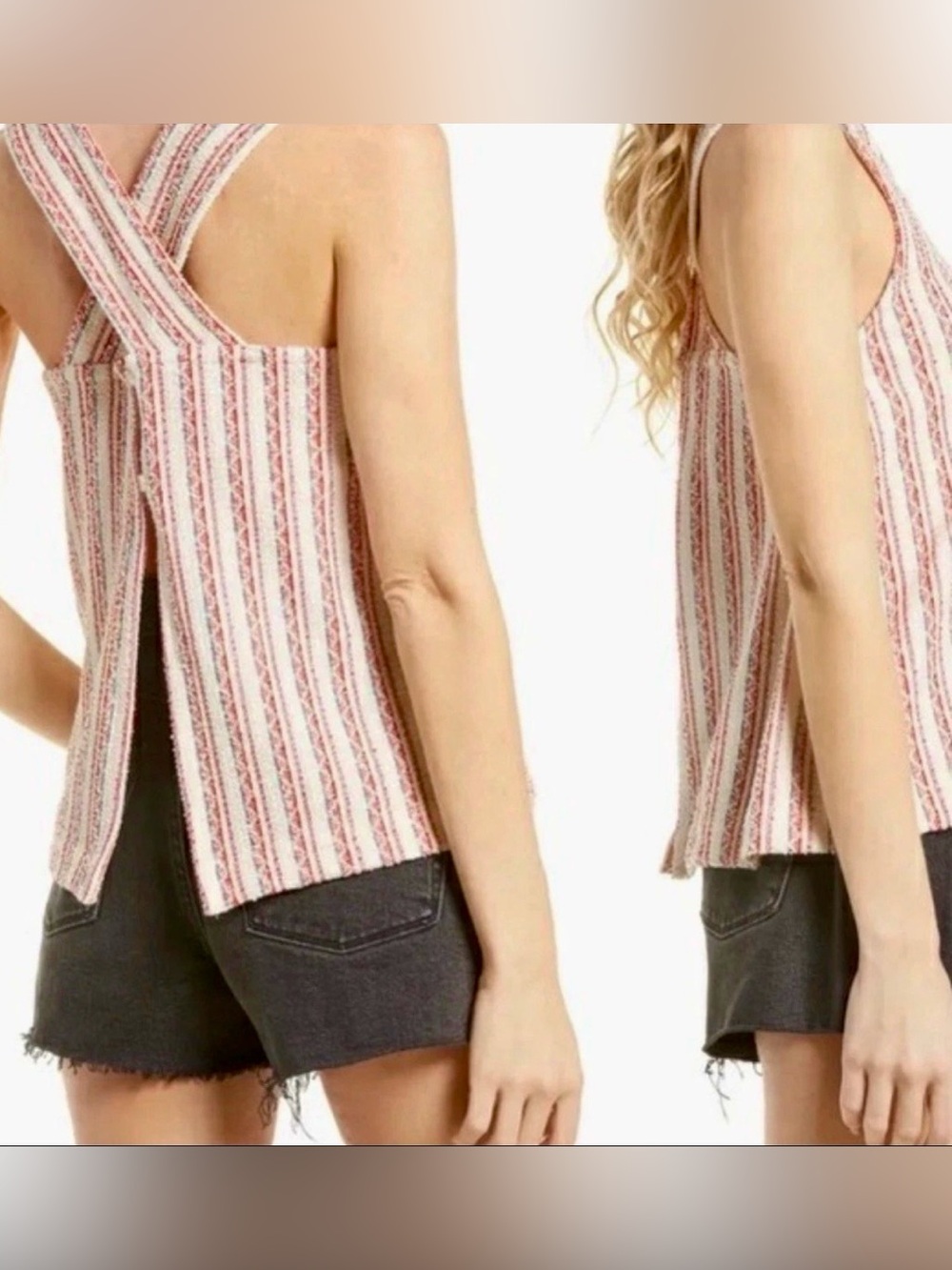 Madewell Cross-Back Tank Top Sleeveless
Bouclé Knit Striped Tweed